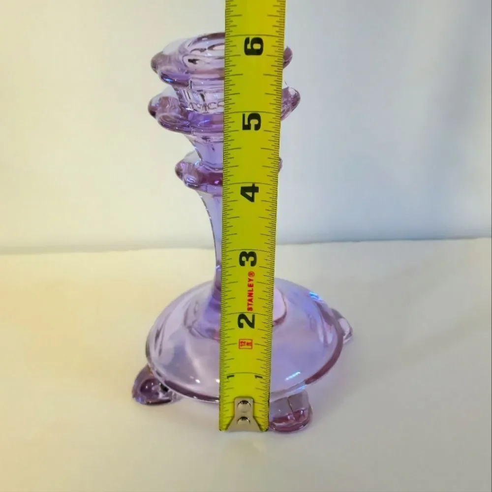 Vintage Amethyst footed glass candle holder